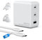Alxum 102W USB C Charger with Cable, 3 Ports GaN Travel Charger with UK/EU/US Plug Support 100W PD Fast Charging for Laptop, Tablet, Phone and More, with 2M USB C to C Charging Cable