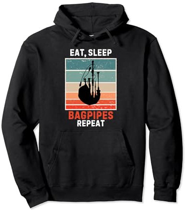 Retro Eat, Sleep Dudelsack Repeat Vintage Grunge Dudelsack Pullover Hoodie
