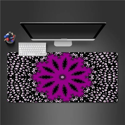 QiHon Gaming Mauspad XXL Lila Schwarz Großes Mauspad Schreibtischauflage mit Vernähte Kanten Einer speziellen Oberfläche verbessert Geschwindigkeit und Präzision 600x400x3mm
