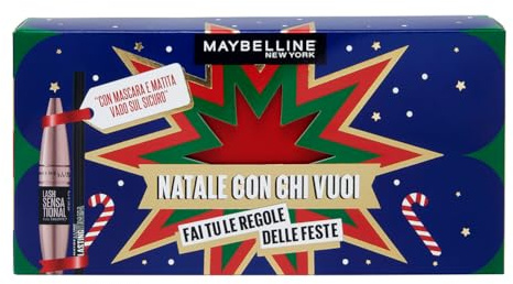 Maybelline New York Geschenkbox, Volumenmascara und pigmentierter Augenstift, intensiver Augen-Look, Weihnachtskollektion mit wem Sie wollen 2024, sensationelle Wimperntusche und Augenstift Lasting