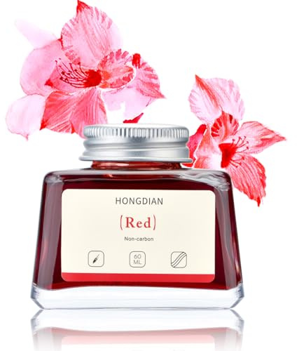 Asvine Fountain Pen Ink Red 60ml Bottle Carbon Free Watercolor Ink in Glass Bottle