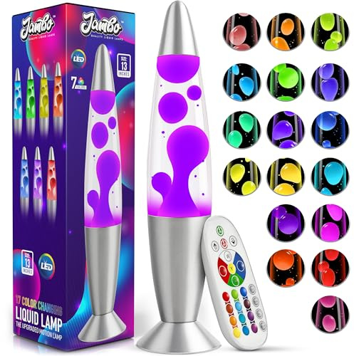 JAMBO 17-Color Changing LED Motion Lamp with Remote, 13 LED Light for Kids Teens and Adults, Night Light Nightlight, Relaxing Magma Lamp for Bedroom Living Room Office Kitchen, Home Decor