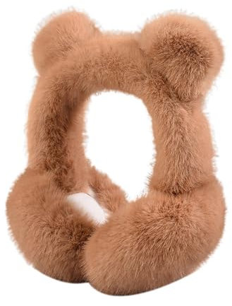 HTXONB Winter warme Ohrenschützer Ohrenschützer Ohrenwärmer Damen Bär Ohrenschützer Faltbare verdickte Ohrenschützer,braun,Kopfumfang 54cm