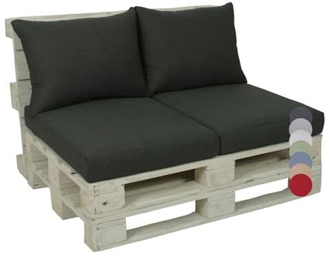 GO-DE Textil Bequeme und attraktive Polsterauflagen für Paletten-Loungen (2er-Set, 2-teilig, für eine komplette Palettenlounge, Uni anthrazit, Palettenkissen)