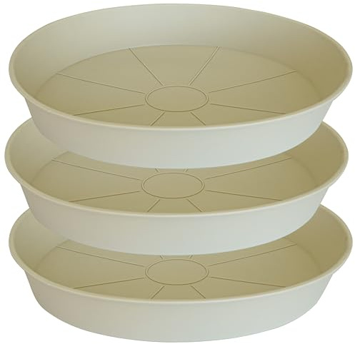 Bleuhome 3 Stück 66 cm Pflanzen-Untersetzer (57,9 cm Boden), 10,7 cm Tiefe, große tiefe Kunststoff-Blumentopf, Wasserschalen für drinnen und draußen, Badewanne, Pflanzentropfschalen für Topf (66 cm