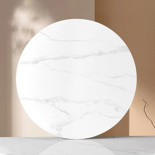 Générique Plateau Tournant Lazy Susan pour Table à Manger Grand Assiette de Service Rotative en Marbre Texturé Rock Slab Plateau Rotatif Ronde Centre de Table de Cuisine(Matte White Black,20in/50cm)