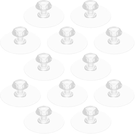 ZSUIQIN 12 Pezzi Pomelli Autoadesivi, per Cucina & Bagno (Trasparente) | In Plastica, Resistente, Impermeabile, Tagliabile, con Funzione di Gancio, per Armadi & Porte in Vetro (Diametro:8 cm)