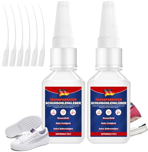 2 x 50 g de colle à chaussures, extra forte, colle transparente pour semelles de chaussures, cuir, chaussettes, sandales, chaussures de sport, bottes, cuir