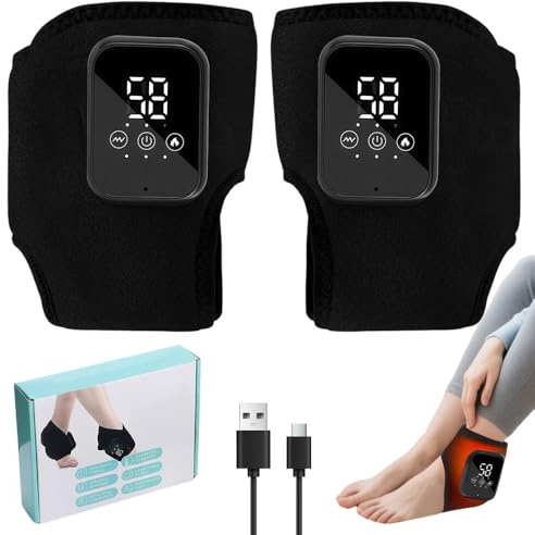 2 Stück 3 in 1 Fußmassagegerät, Fussmassagegerät Elektrisch mit 3 Modi und 3 Wärmestufen, Tragbare kabellose Knöchelmassagegeräte für Lindert Fußschmerzen und fördert die Durchblutung