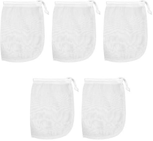 XLIUAX 5 Pcs Fine Media Filter Bag, 180 μm 7.5 x 3.6in Aquarium Filter Bags Reusable Drawstring Mesh Media Bags for Very Fine Resins Filters Fish Tank