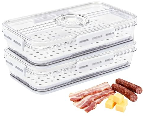 Hynorian Käsedose Kühlschrank 2er Set PET mit Timer und Abtropfeinsatz