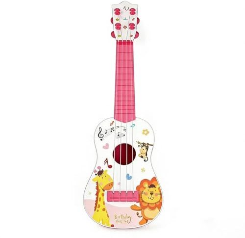 42cm Guitare pour Enfants, Guitare Enfant Guitares et Instruments à Cordes, Guitare ukulélé pour Enfants avec 4 Cordes Ajustables (Rose)