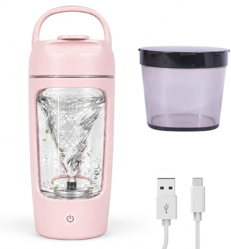 Vexnaro Mezclador de Proteínas Eléctrico 650ML, Vaso Shaker USB-C Recargable, Batidora Automática con Compartimento, Incluye Cepillo de Limpieza, Coctelera para Proteínas, Deporte Fitness