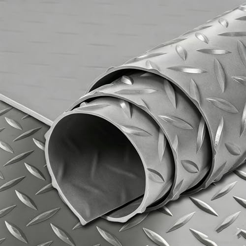 Noppenmatte Gummimatte Stark, Gummiläufer Meterware rutschfest für Schutz Fitnessstudio Werkstatt Garagen Boden, Riffelblech-Garagenbodenmatte für Unter Dem Auto(Grey 1.5mm,W 1.2 x L 1 M)