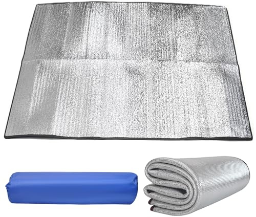 200x200cm Alu Isomatte Schaummatten, Faltbare Isoliermatte Boden Kälte Isolierdecke Camping wasserdichte Thermomatte Bodenmatte Schlafmatte für Camping
