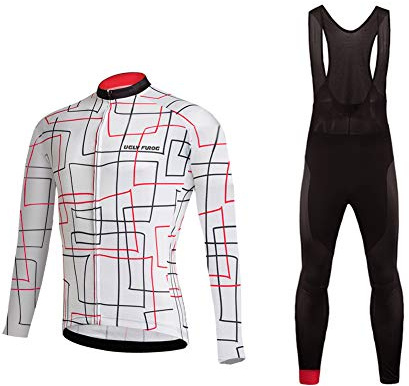 UGLY FROG Herren Winter Warm Fleece Schnelltrocknend atmungsaktiv Langarm Fahrrad Reitkleidung Set Mit 3D Kissen Gepolsterte Lange Hosen für Radfahren Größe (XS-6XL)