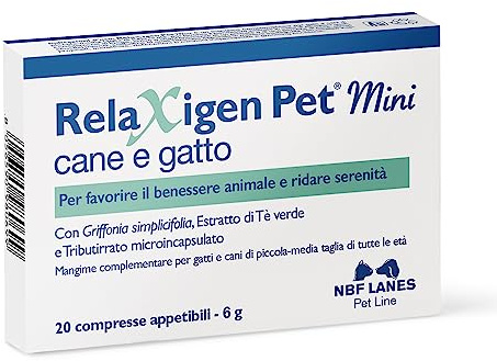 NBF Lanes | Relaxigen Pet Mini Cane e Gatto, 20 Compresse Appetibili, per Favorire Il Benessere Animale e ridare serenità, per Cani di Taglia Medio-Piccola e Gatti