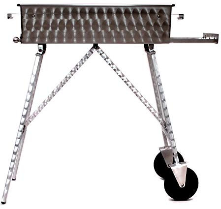 Barbacoa elegante de acero inoxidable, 60 x 30 cm, V2A, plegable, hecha a mano, turca, Adana, kebab, barbacoa de carbón shish kebab, con ruedas, con cajones para cenizas,