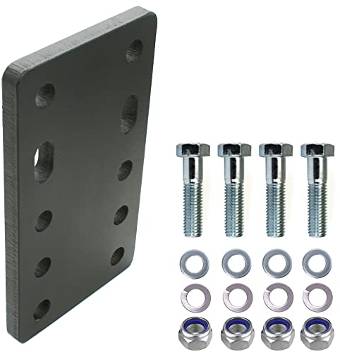 XIMPLIO Universelle Adapterplatte zur Höhenverstellung 5x90 der Anhängerkupplung für 2-Loch 90mm AHK-Bock Flanschkugeln. (5x45 mm mit 4xM16 Schraubenset, für 2 Loch 90mm AHK-Bock), Schwarz