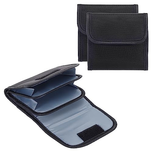 PATIKIL 2 Pcs Lens Filter Case, 3-Pocket Portable Camera Filter Pouch with Belt Loop, Black