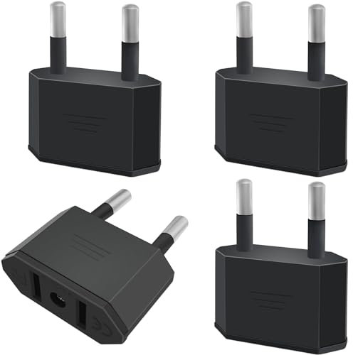 Tixlux 4 Pièces Adaptateur Prise USA, US vers France Adapter, fiche d'adaptation USA Deutschland Stecker, fiche de Voyage US vers EU, Adaptateur US vers EU, Adaptateur USA Prise, Adaptateur EU Prise