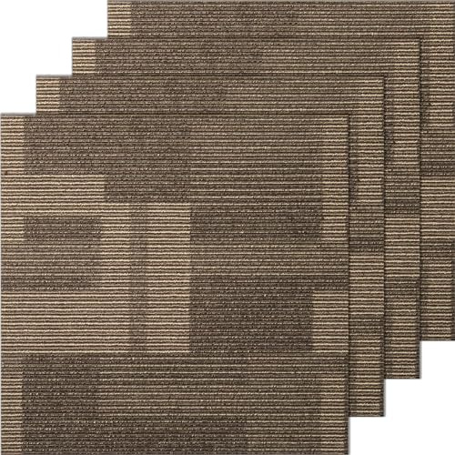 VEVOR Dalles de moquette réutilisables, 61x61 cm, tapis de sol carré avec rembourrage, 24PCS, dalle poils courts facile à installer protège les sols durs pour chambre à coucher, salon, marron mélangé