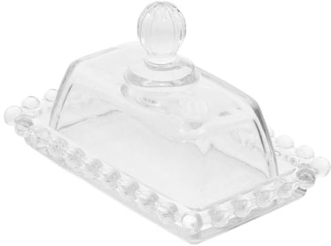 Cabilock Beurrier En Verre Avec Couvercle Mini Récipients À Beurre Porte-Beurre Support À Beurre Assiette À Gâteau Plat De Service Pour Le Beurre Plateau Transparent Mini Récipient À