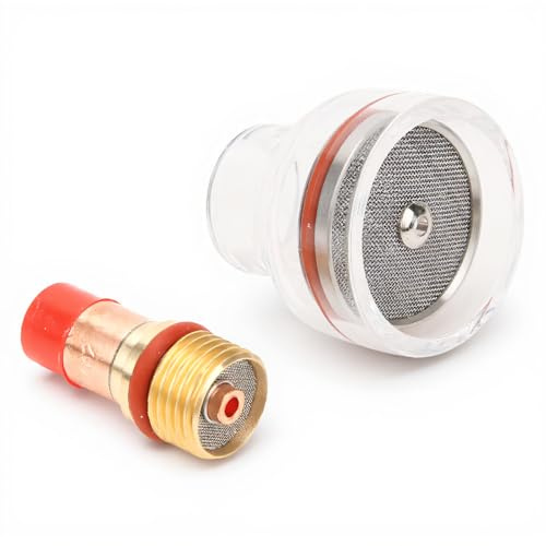 6-teiliges Gaslinsen-Set tig gas lens kit WIG-Schweißzubehör, Gaslinsen-WIG-Set, Glas-Schweißbecher, Kupfer-Spannzangenkörper, Transparenter Glasbecher für WP17 TIG Welding Equipment