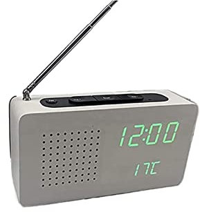 VNNHGB TEmkin Radio-réveil FM, Commande vocale en Bois, luminosité réglable, réveil Radio FM avec Fonction Lumineuse, Jaune (Blanc)
