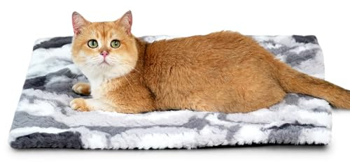 Petace Coperta Termica Riscaldante per Gatti, 60 x 45 cm, Coperta Autoriscaldante per Cani Ultra Morbido, Tappetino Riscaldante per Cani/Gatti Antiscivolo, 60×45 cm, Grigio