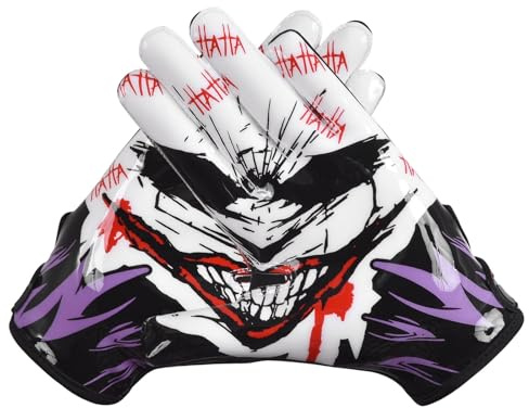 Exote Sports Youth Football Gloves American Reciever Villain Football Gloves for Adult Men Women and Boys with Super Sticky Silicone Grip Palms Ultimate Performance Boosters (Adult Medium)