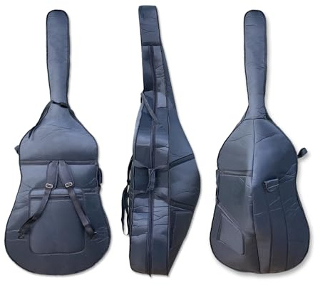 Conboxus Gigbag für 3/4 Bass, Nylon, Regenmantel, String, Kontrabass, weiche Tasche mit dicker Polsterung, mehrere Aufbewahrungstaschen, stabile Griffe und Riemen, wasserabweisend (blau)