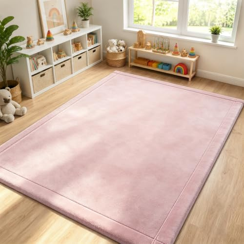 VSIWB Baby krypmatta minnesskum lekmatta 200 x 150 x 2,5 cm barnmatta mjuk halkfri undersida vikbar krypfilt för vardagsrum barnrum lekhage tatamimatta, rosa