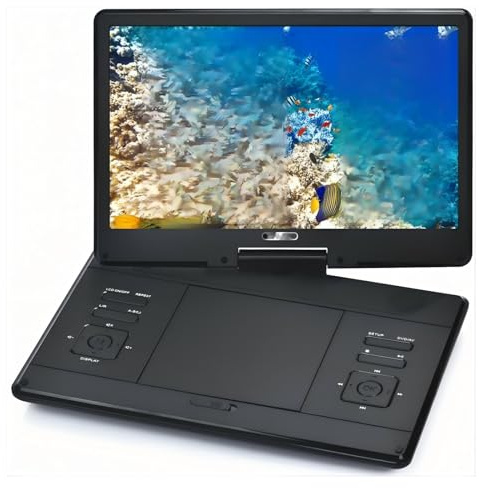 Lettore DVD portatile, Lettore di dischi mobile da 14,0 pollici Display HD Batteria incorporata Gioco portatile Musica VCD CD DVD Video Machine Altoparlante MP3 MP4 alta risoluzione