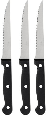 Gimel 518008 lot de 3 Couteaux, Acier Inoxydable, Noir, 7 x 1,17 x 22 cm