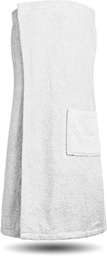 normani Saunakilt Saunatuch für Damen 100% Bio Baumwolle mit praktischem Schnellverschluss Oeko-Tex® 100 Weiß OneSize