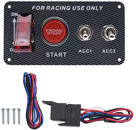 Geloo 12V Pannello Interruttore Accensione, Interruttore di Accensione a Levetta per Auto da Corsa in Fibra di Carbonio Universale