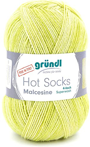 Gründl Hot Socks Malcesine (Sockenwolle aus 75% Schurwolle (superwash) und 25% Polyamid, Made in Italy, 4-fach Sockengarn, 100 g / 420 m, Nadelstärke: 2,5 mm - 3 mm, 1 x 100 g), zitronat multicolor