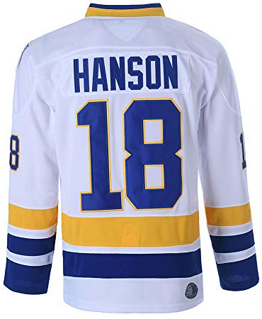 Youth Hanson Brothers Charlestown Chiefs 16 Jack 17 Steve 18 Jeff Slap Shot Movie Ice Hockey Jersey (18 White, Medium)