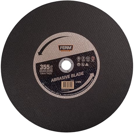 FERM Disque de découpe métal 355 mm – Disque à tronçonner acier & inox – Alésage 25,4 mm – Pour tronçonneuse à métaux