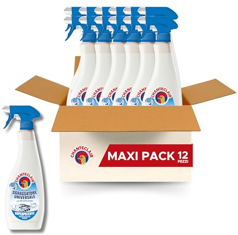 Chanteclair - Desengrasador universal con spray de bicarbonato superpotente - 12 botellas de 750 ml