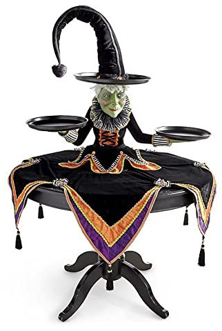 Halloween Witch Snack Bowl Stand Festival Party Cupcake Plates Serving Dishes Table Candy Storage Tray for Party Feast Restaurant Tabletop Resin Ornaments