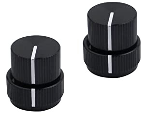 Guyker Guitar Aluminum Dual Concentric Control Knobs - Dome Volume Tone Stacked Knob Replacement for Electric Guitar or Bass (black, 2 piece)