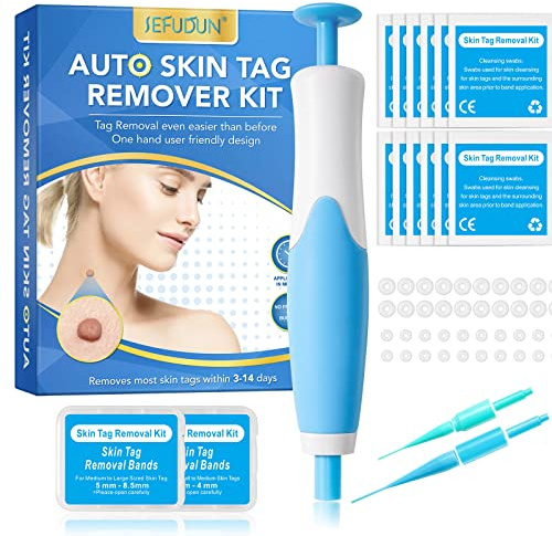 Rimozione della Verruca Peduncolare Kit, Auto Skin Tag Remover, 2 in 1 Elimina Fibromi Penduli 2-8 mm, Penna per Rimozione Delle Etichette Della Pelle include 20 Patch Grandi,orang