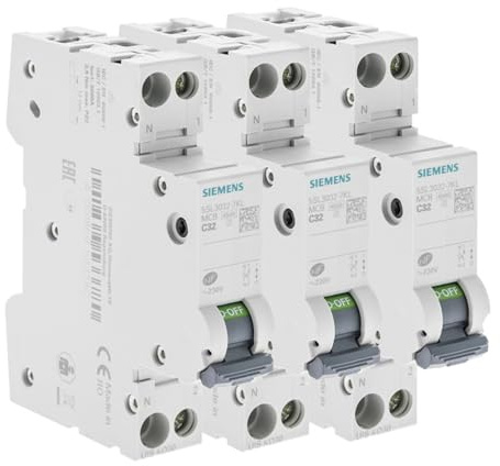 SIEMENS - Lot De 3 Disjoncteurs Électriques Phase + Neutre 32A