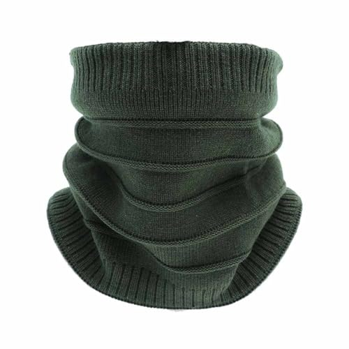 SHTGOI Winter Schlauchschal Klassische Streifen Strickmuster Loop schal Warme Dick Halswärmer Neckwarmer mit Plüsch-Futter Winddichte Rundschal für Herren Sport Motorrad Fahrrad Joggen Grün
