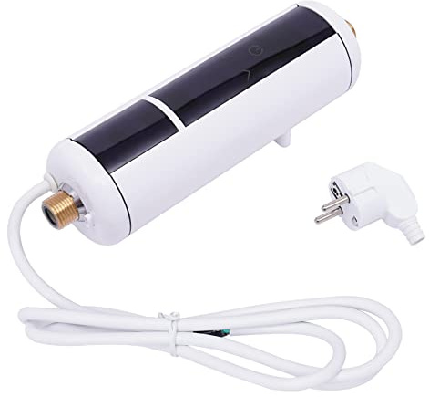 Calentador de Agua Eléctrico Instantáneo, Pantalla LED Mini Calentador de Agua Instantáneo 3500 W Calentador de Agua sin Tanque Para Baño cocina (blanco)