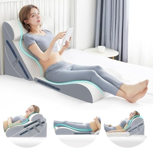 Simpledad Ensemble d’oreillers orthopédiques 4PCS avec Oreiller de Taille en Mousse à mémoire de Forme, Oreiller compensé pour Le soulagement des maux de Dos, Oreiller réglable pour Dormir.