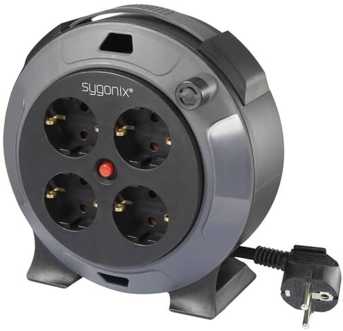 Sygonix SY-5806896 Kabeltrommel 5 m Schwarz Schutzkontakt-Stecker