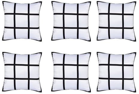 NISHZHU 6Pcs Sublimation Blank Panel Pillow Case DIY Polyester Cushion Cover 9 Photo Heat Transfer Printing Throw Pillowcase,S